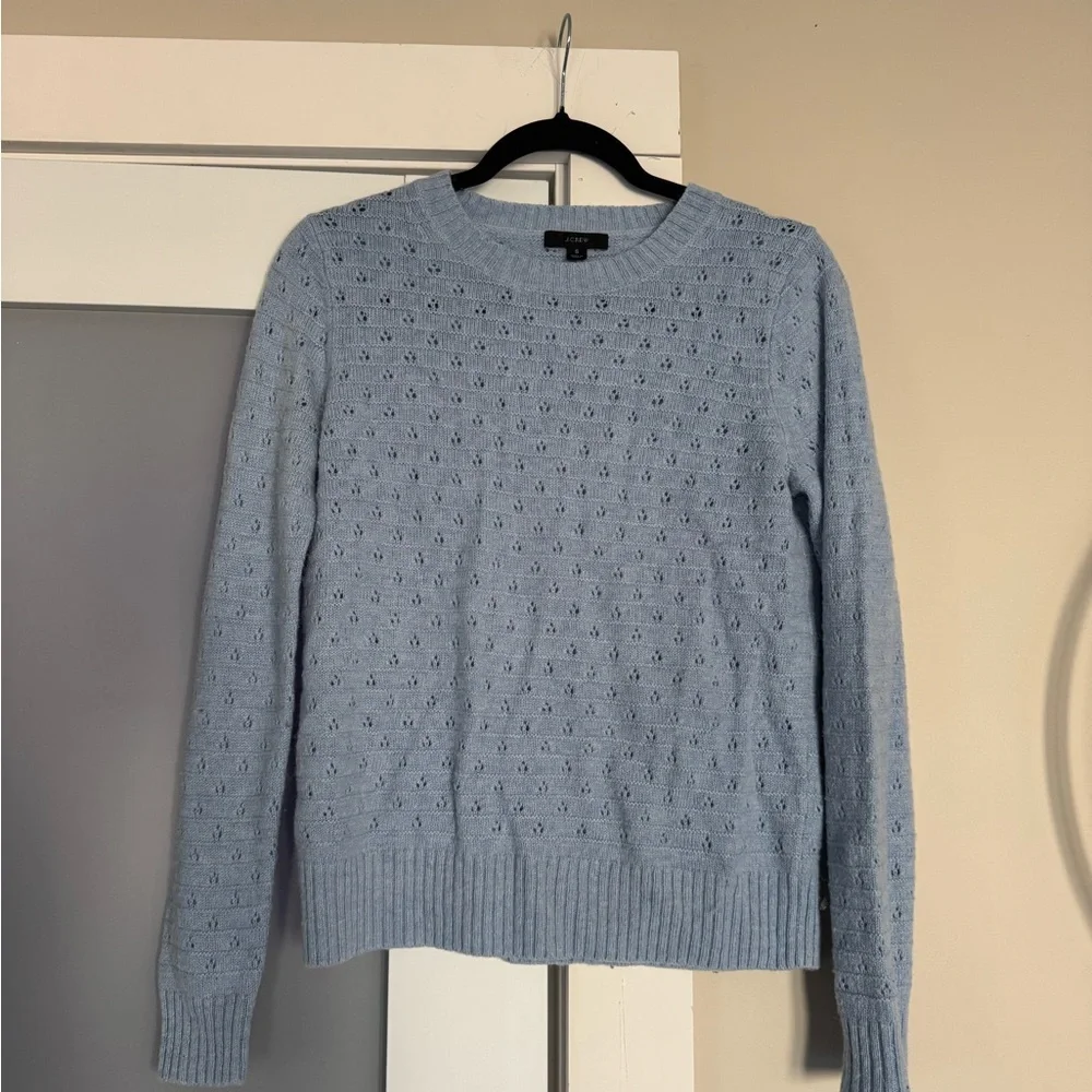 J. Crew Light Blue Textured Crew Neck Sweater - Picture 3 of 14